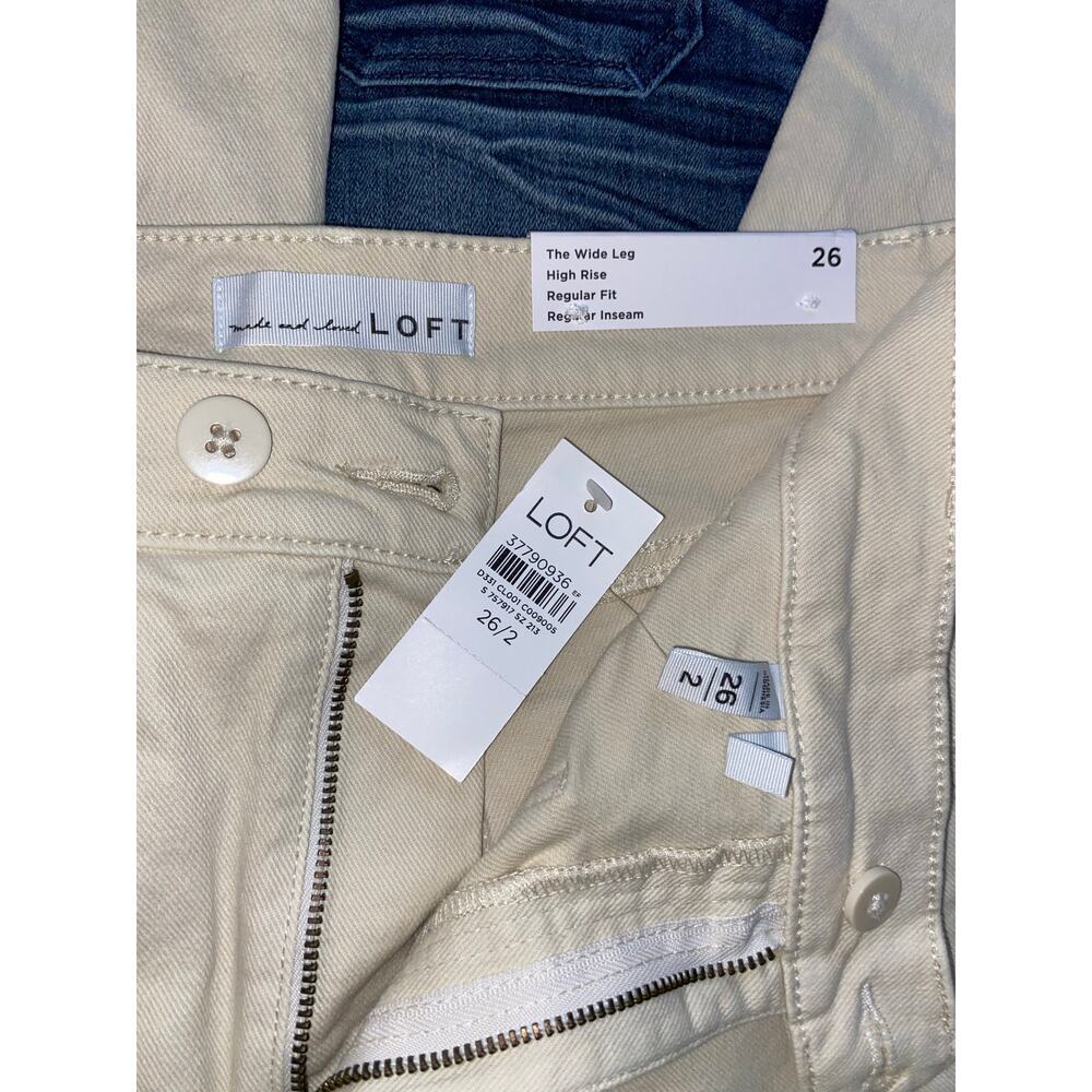 LOFT High Rise Wide Leg Crop Jeans Ivory Cream Denim Size 26 NWT - Picture 9 of 9